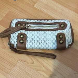 Lines pelle Brown and White Women's wallet